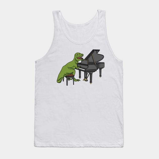 Funny Piano Shirt with Dino Playing Piano Tank Top by Nowhereman78